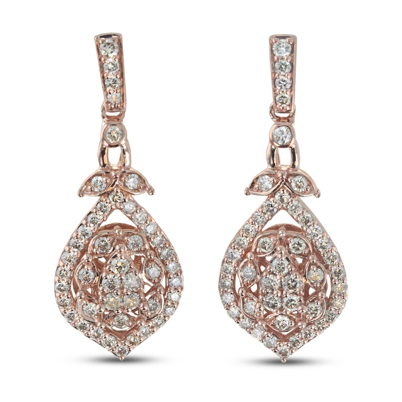 Le Vian Creme Brulee Earrings 1-5/8 ct tw Diamonds Strawberry Gold Plated