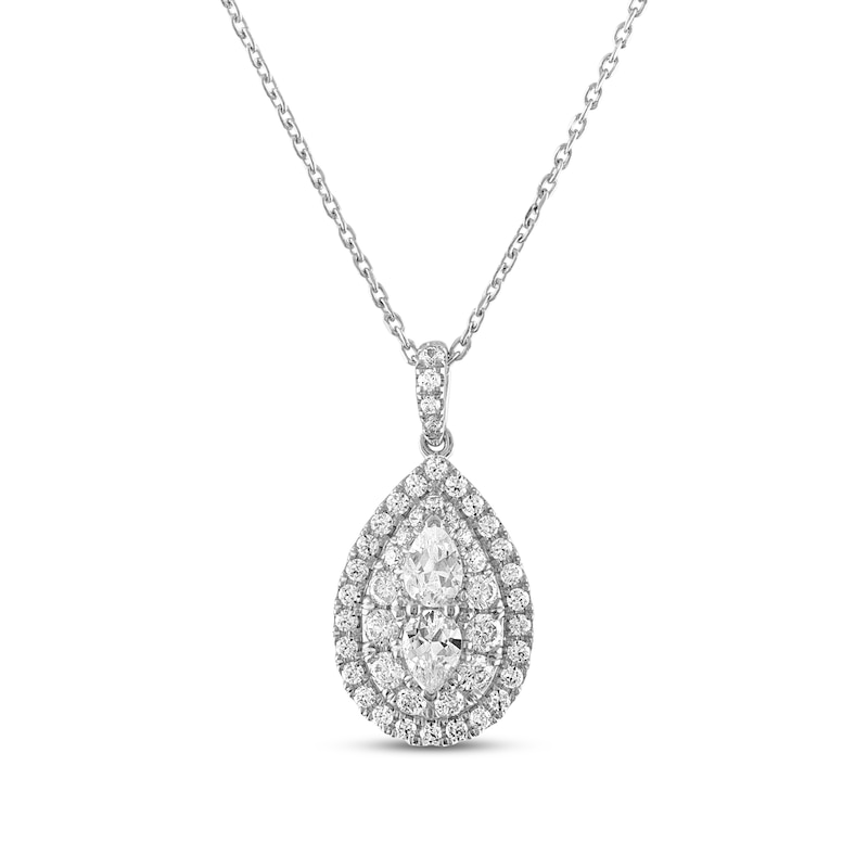 Forever Connected Diamond Necklace 1 ct tw Pear & Round-cut White Gold Plated 18"