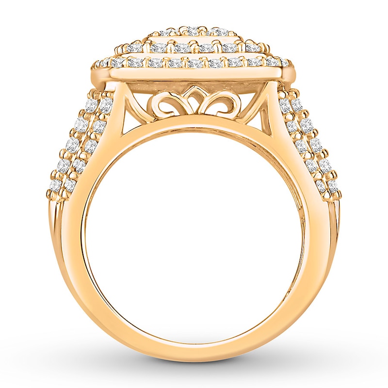 Round-cut Diamond Engagement Ring 2 carats tw Yellow Gold Plated