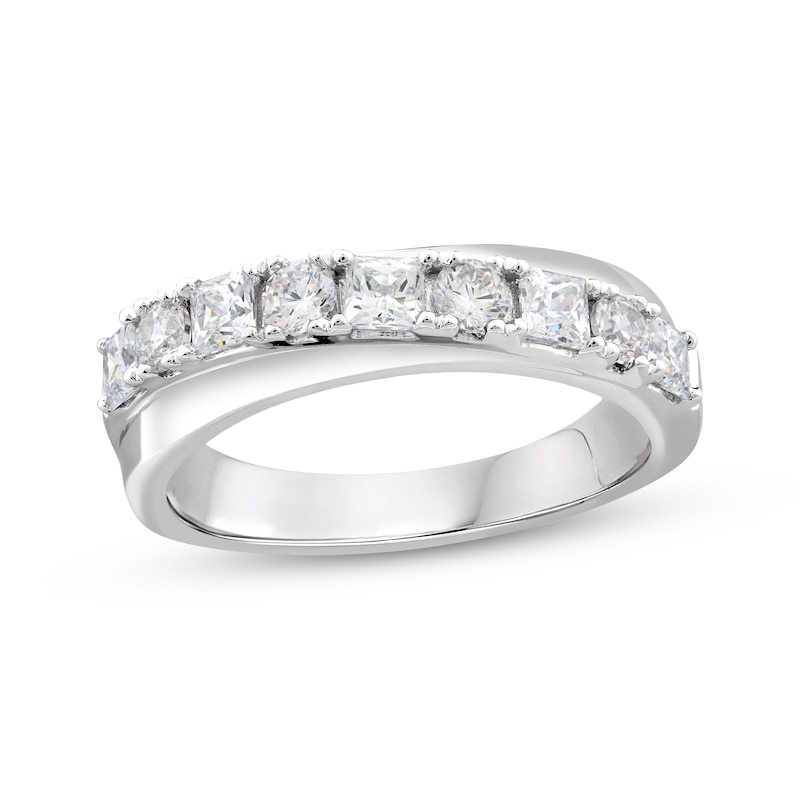Princess & Round-Cut Diamond Anniversary Band 1 ct tw White Gold Plated