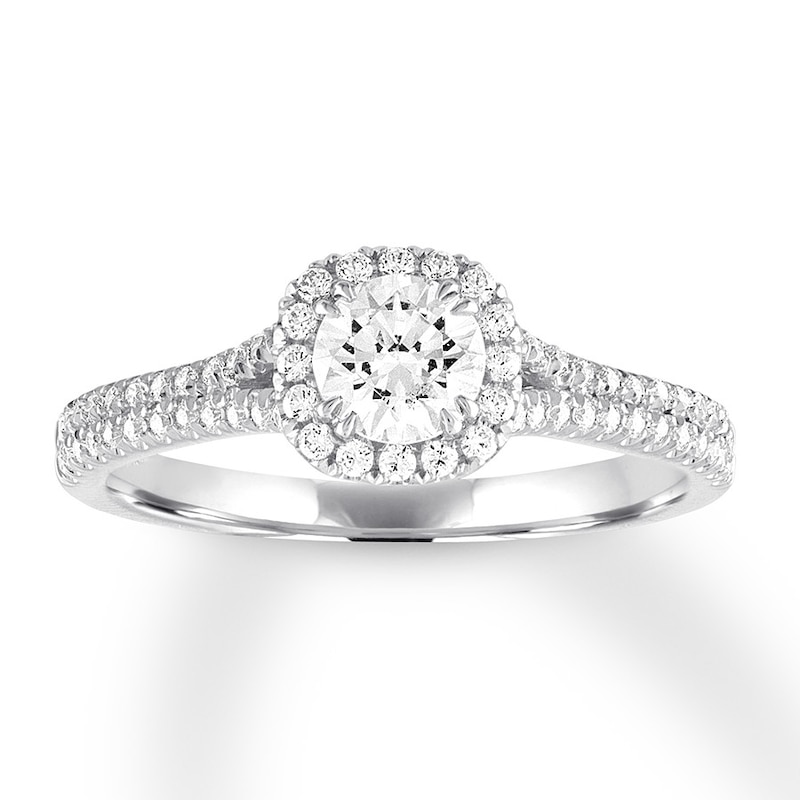 Diamond Engagement Ring 7/8 ct tw Round-cut White Gold Plated