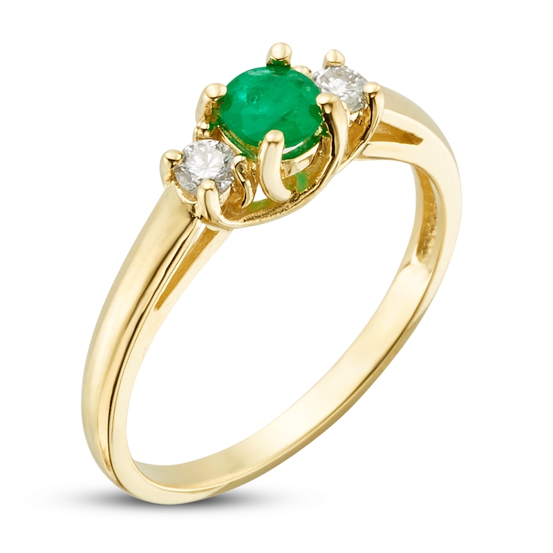 Certified Emerald & Diamond Ring 1/8 ct tw Yellow Gold Plated