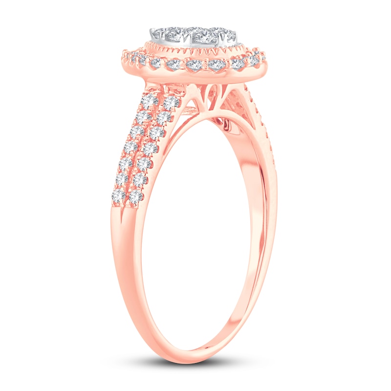 Multi-Stone Diamond Engagement Ring 1/2 ct tw Round-cut Rose Gold Plated