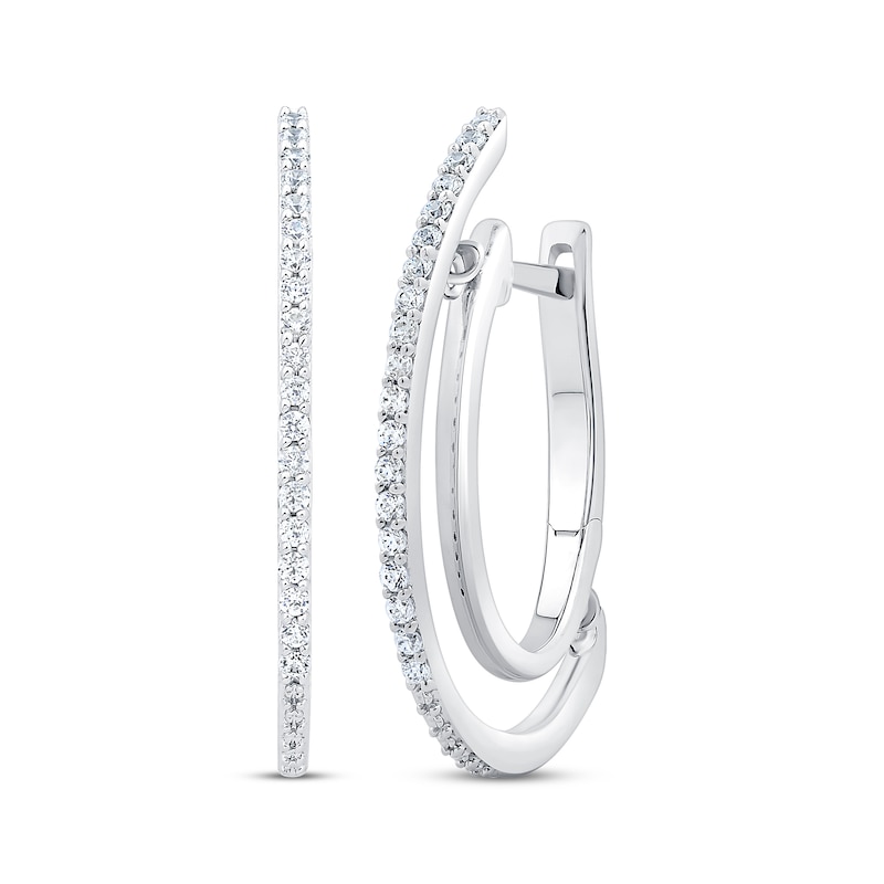 Unstoppable Love Diamond Double Hoop Earrings 1/4 ct tw White Gold Plated