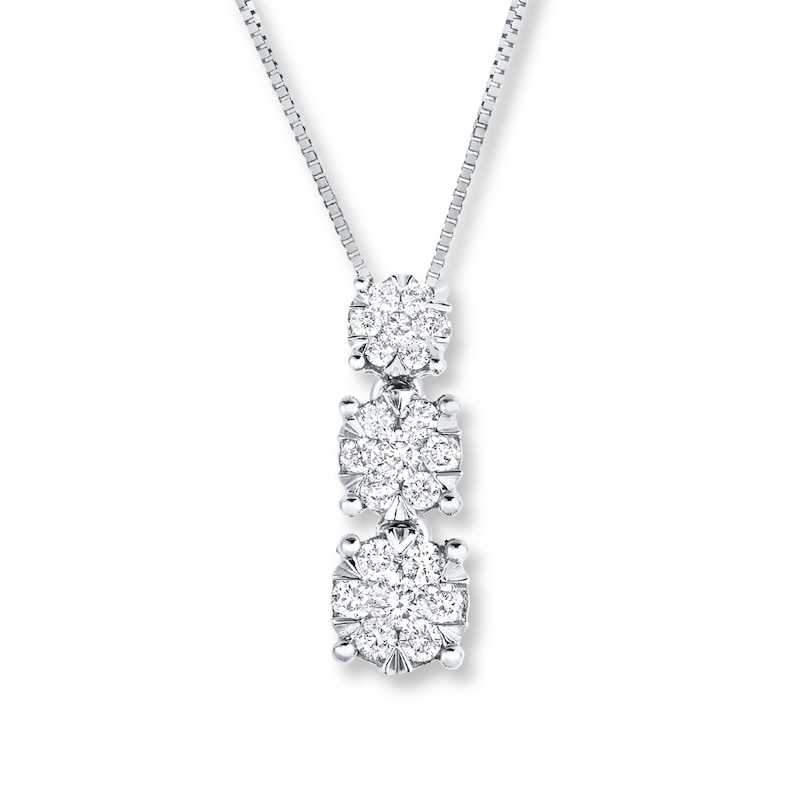 Diamond Necklace 3/8 ct tw Round-cut White Gold Plated