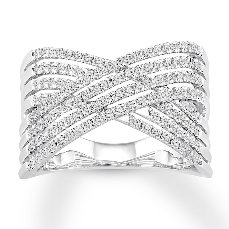 Diamond Ring 3/4 ct tw Round-cut White Gold Plated