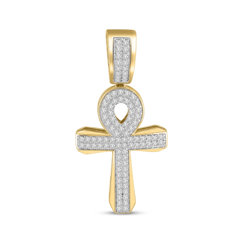 Men's Diamond Cross Pendant 1 ct tw Yellow Gold Plated