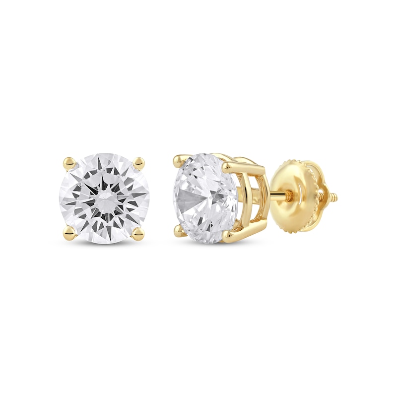 Lab-Created Diamonds by Round-Cut Solitaire Stud Earrings 3 ct tw Yellow Gold Plated