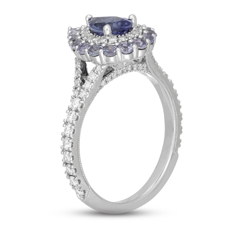 Neil Lane Tanzanite & Diamond Engagement Ring 5/8 ct tw Round-cut White Gold Plated