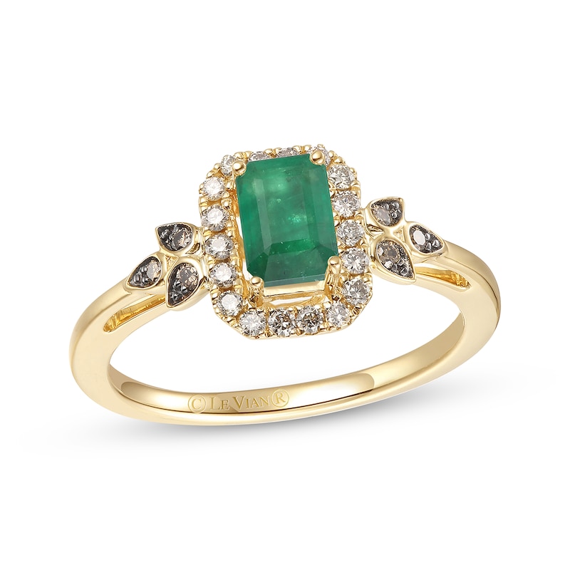 Le Vian Emerald-Cut Emerald Ring 1/5 ct tw Diamonds Honey Gold Plated