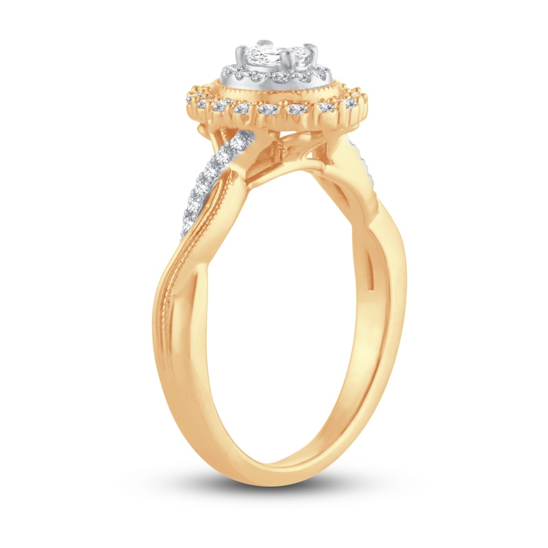 Diamond Engagement Ring 3/8 ct tw Oval & Round Yellow Gold Plated