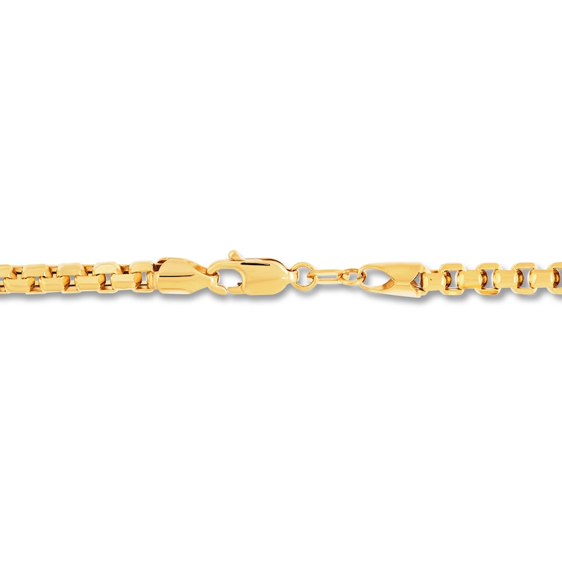 Hollow Box Chain Necklace Yellow Gold Plated 22"