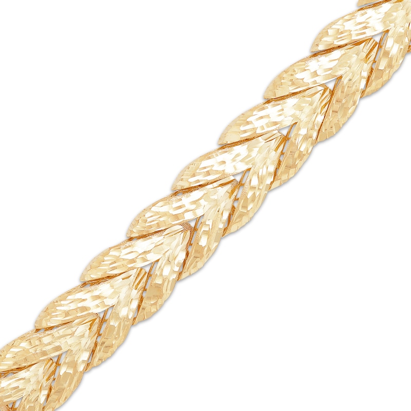 Diamond-Cut Solid Wheat Chain Bracelet Yellow Gold Plated 7.5"