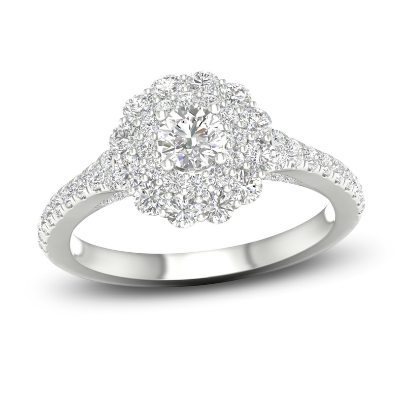 Diamond Engagement Ring 1-1/4 ct tw Round-cut White Gold Plated