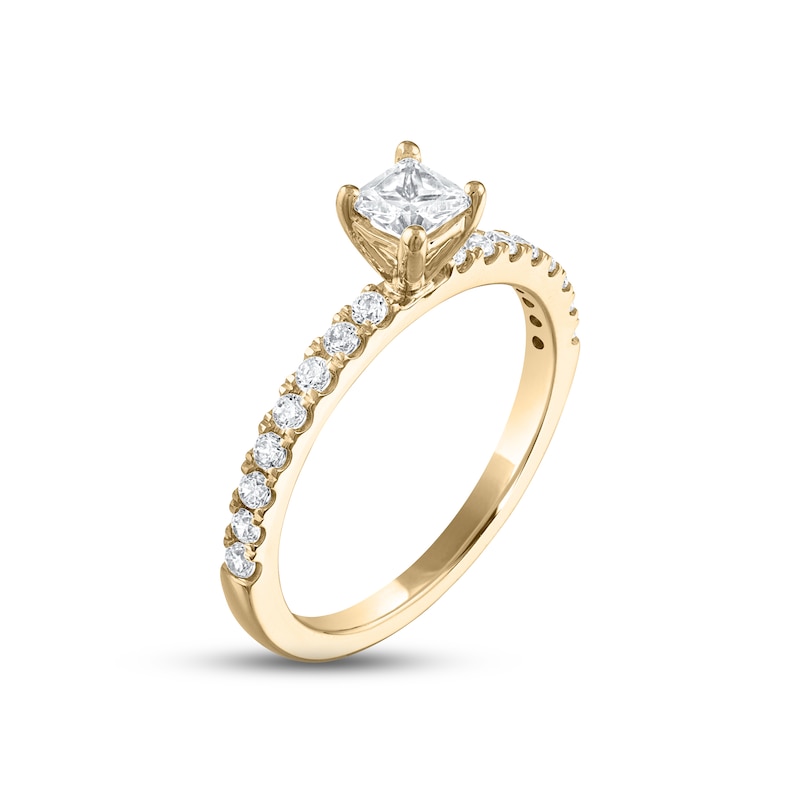 Diamond Engagement Ring 5/8 ct tw Princess & Round-cut Yellow Gold Plated