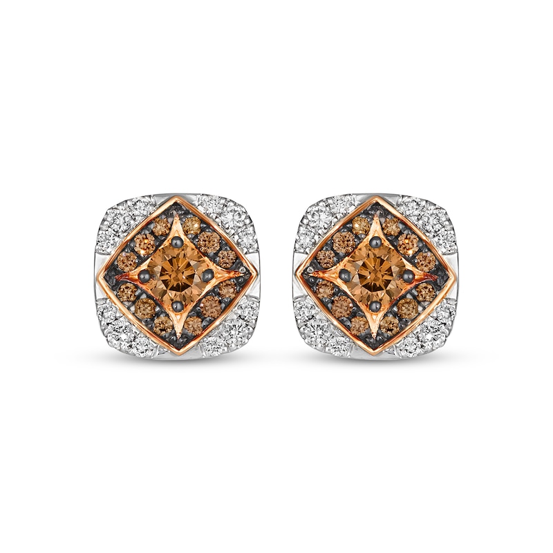 Le Vian Chocolate Diamond Stud Earrings 7/8 ct tw Two-Tone Gold Plated