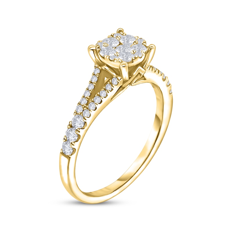 Multi-Diamond Engagement Ring 1/2 ct tw Round-cut Yellow Gold Plated