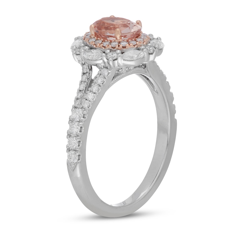 Neil Lane Oval-cut Morganite Engagement Ring 3/4 ct tw Diamonds Two-Tone Gold Plated