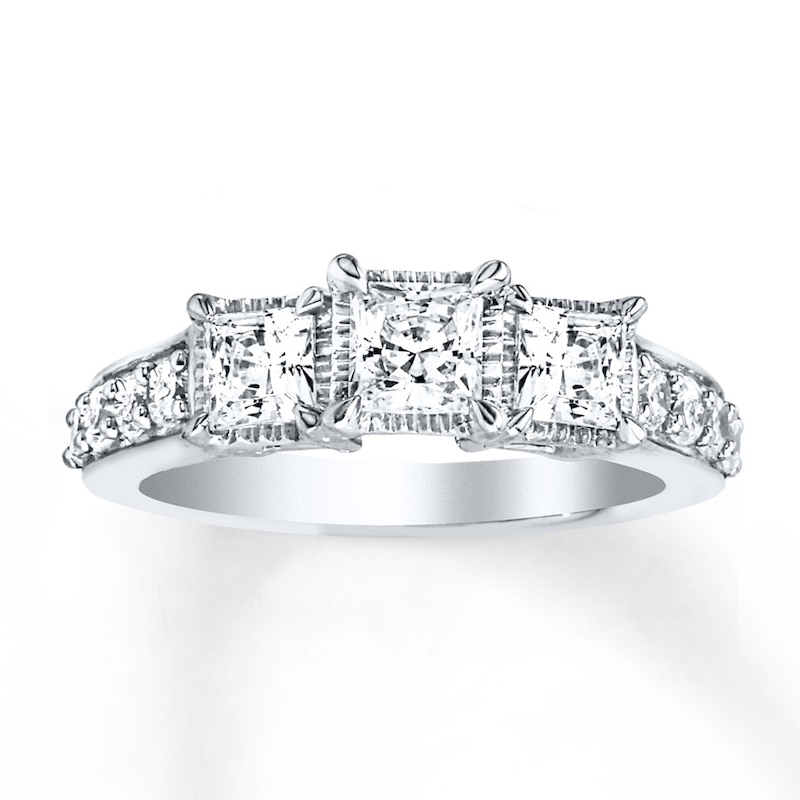 3-Stone Diamond Ring 1 ct tw Princess-cut White Gold Plated