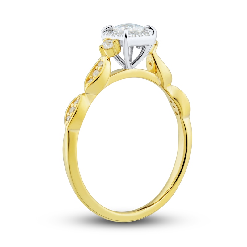 Diamond Engagement Ring 1/3 ct tw Princess & Round-Cut Two-Tone Gold Plated