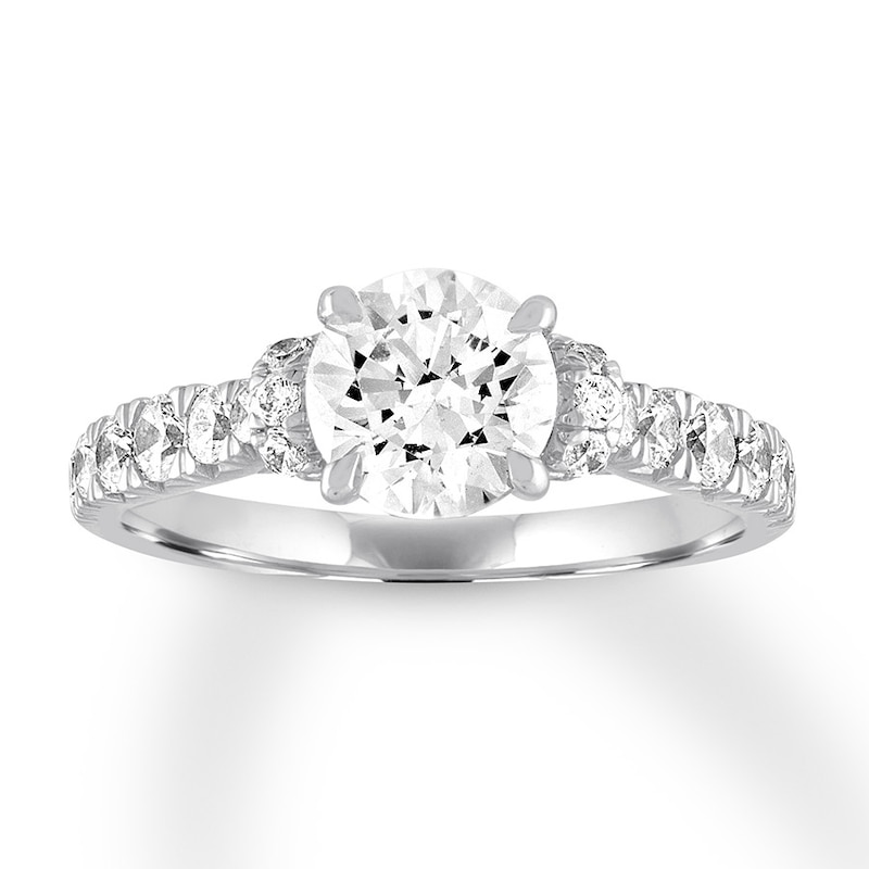 Diamond Engagement Ring 2-1/4 ct tw Round-cut White Gold Plated