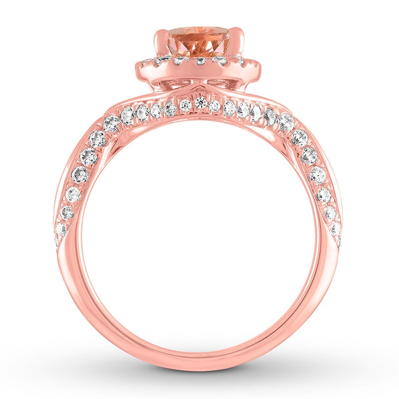 Morganite Engagement Ring 5/8 ct tw Diamonds Rose Gold Plated