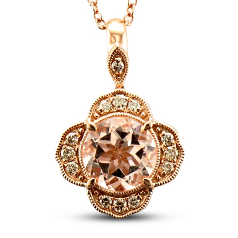Le Vian Morganite Necklace 1/6 ct tw Diamonds Strawberry Gold Plated 20"