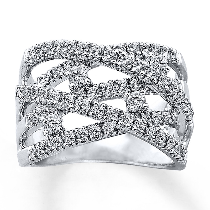Ring 1 ct tw Diamonds White Gold Plated