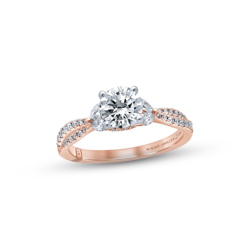 Monique Lhuillier Bliss Diamond Engagement Ring 1-3/8 ct tw Round & Marquise-cut Two-Tone Gold Plated