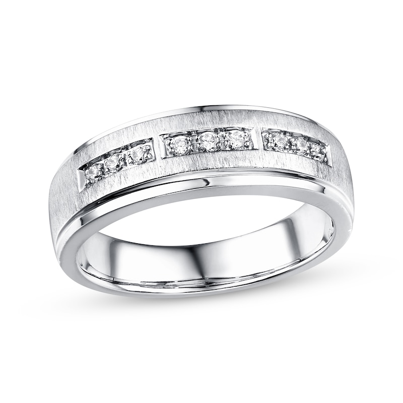 Men's Diamond Wedding Ring 1/6 ct tw White Gold Plated