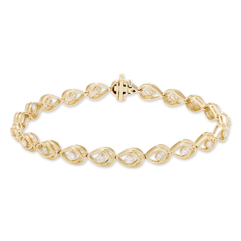 Love Entwined Diamond Bracelet 1 ct tw Round-cut Yellow Gold Plated 7"