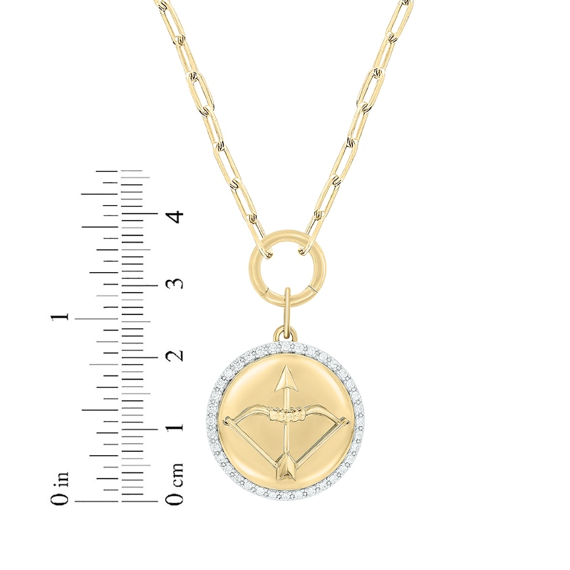 Round-Cut Diamond Archer Disc Paperclip Chain Y-Drop Necklace 1/4 ct tw Yellow Gold Plated 18”