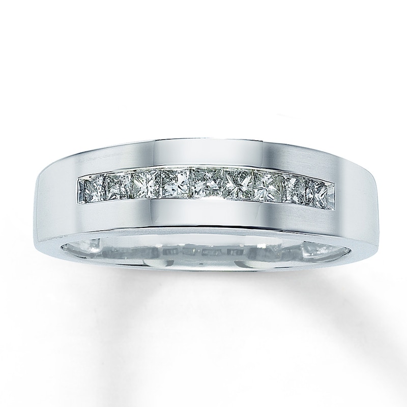 Wedding Band 1/2 ct tw Square-cut Diamonds White Gold Plated