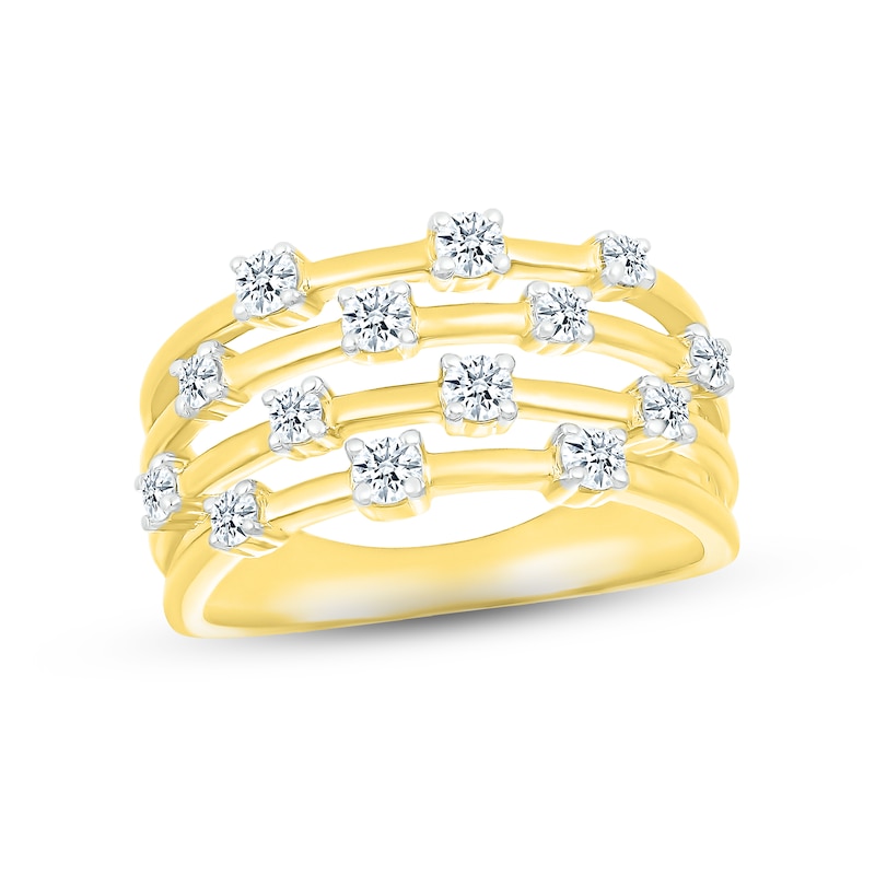 Diamond Stack Ring 1/2 ct tw Round-cut Yellow Gold Plated
