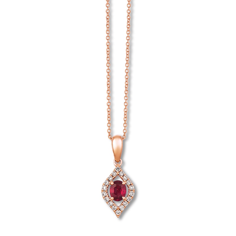Le Vian Natural Ruby Necklace 1/6 ct tw Nude Diamonds Gold Plated