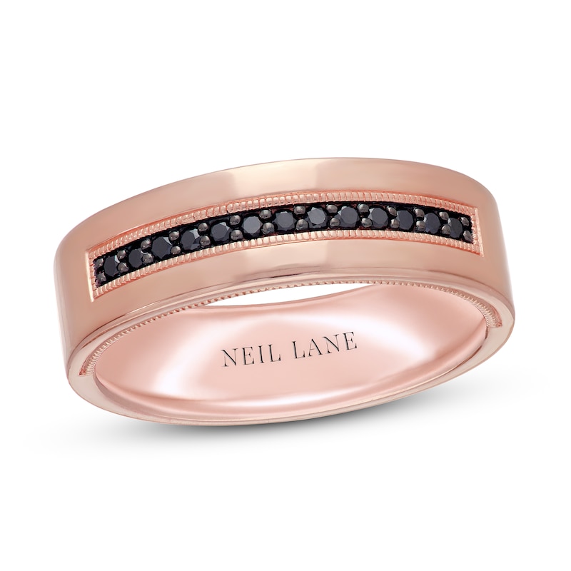 Neil Lane Men's Black Diamond Wedding Band 1/6 ct tw Rose Gold Plated