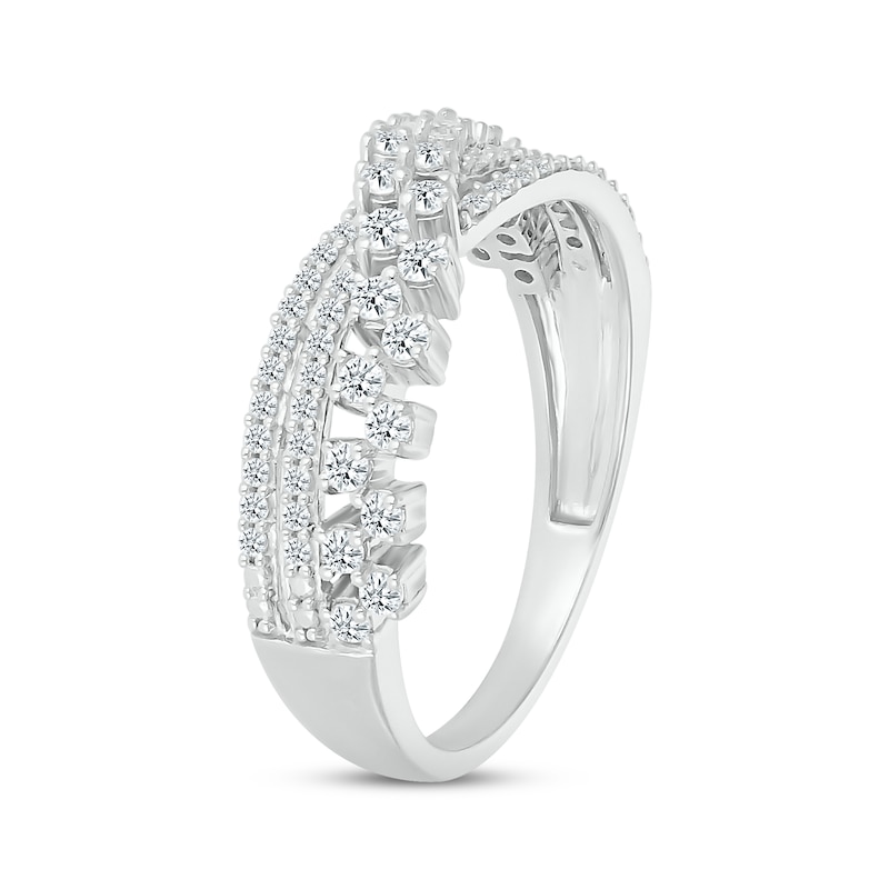 Diamond Multi-Row Checkerboard Ring 1/2 ct tw White Gold Plated