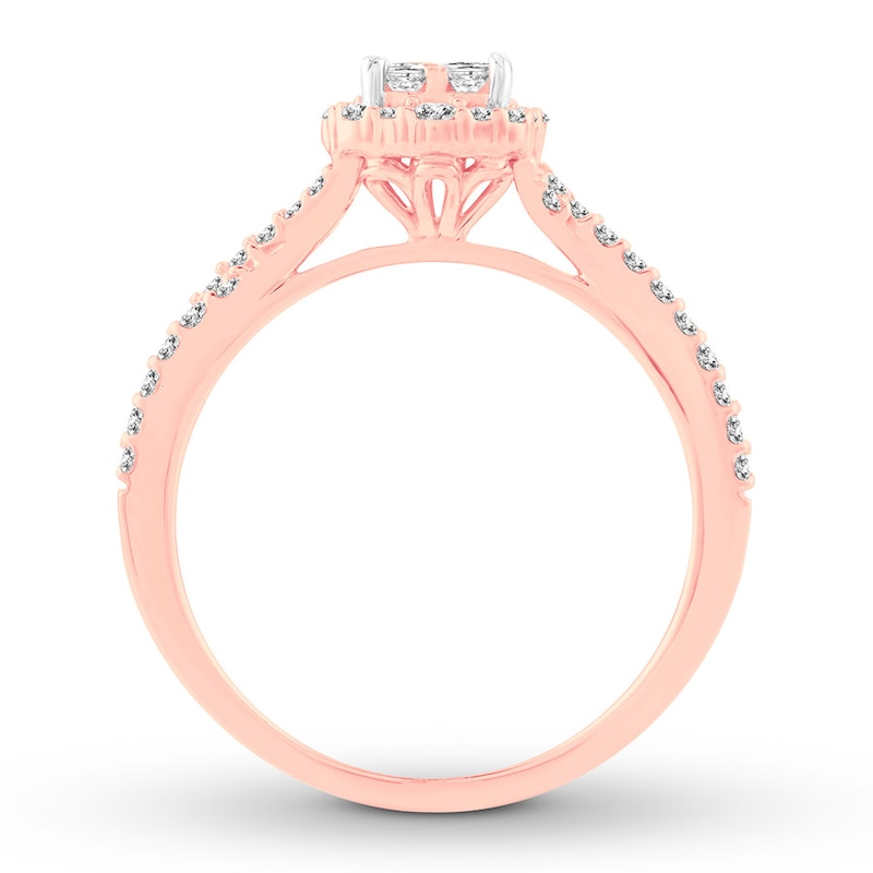 Diamond Engagement Ring 1/2 ct tw Princess & Round-cut Rose Gold Plated