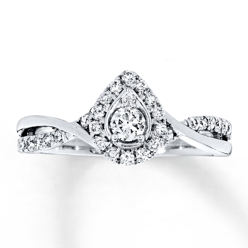 Diamond Ring 3/8 ct tw Round-cut White Gold Plated