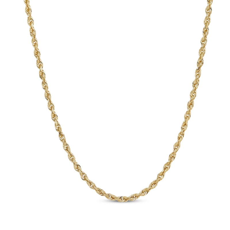 Solid Glitter Rope Chain Necklace 3mm Yellow Gold Plated 20"