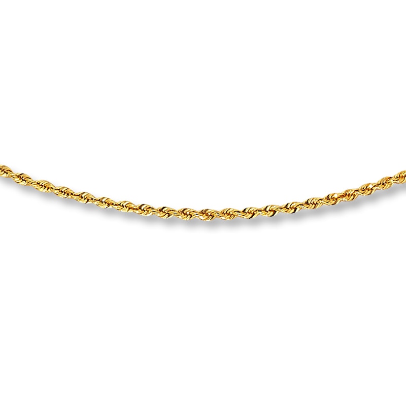 Solid Rope Chain Necklace Yellow Gold Plated 20"