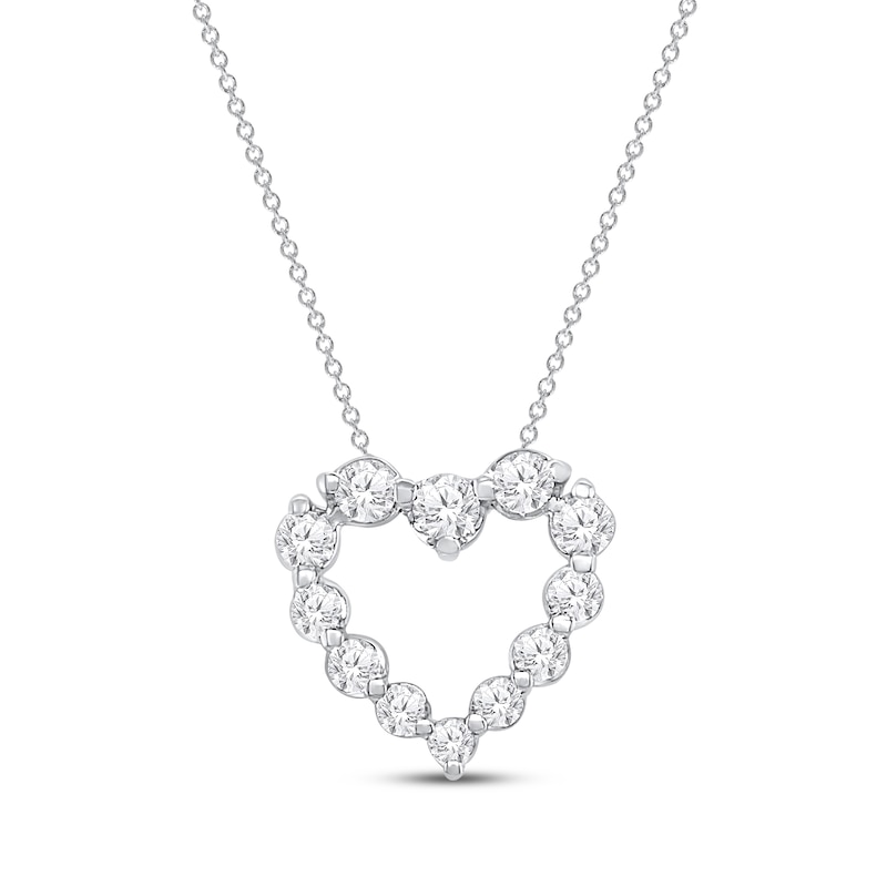 Lab-Created Diamonds by Heart Necklace 1-1/2 ct tw White Gold Plated 18"