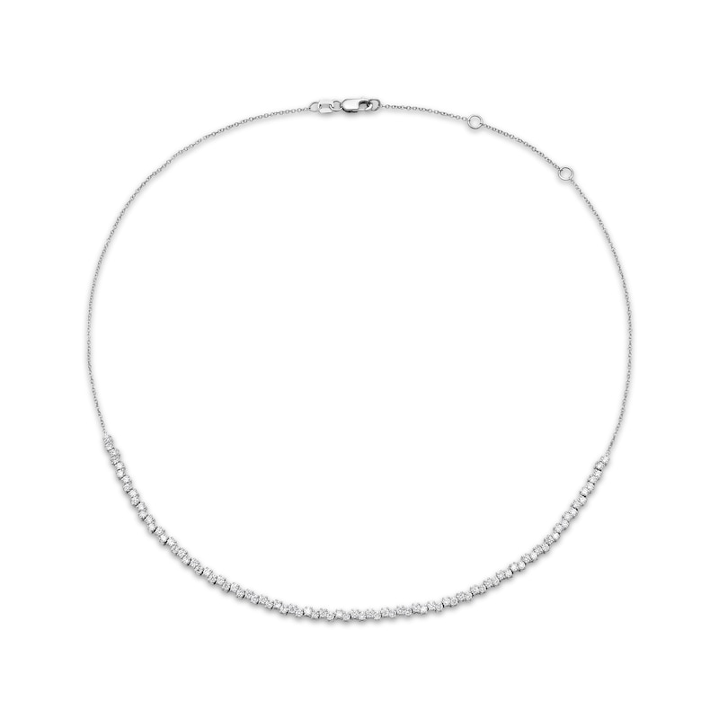 Diamond Staggered Choker Necklace 2 ct tw White Gold Plated 16"