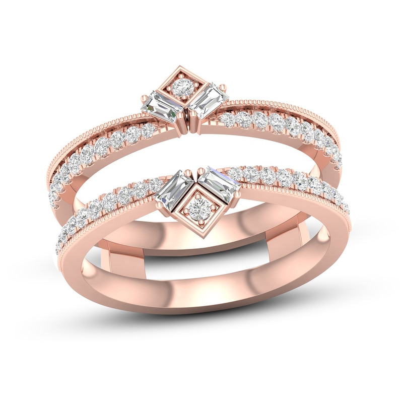 Diamond Enhancer Band 3/8 ct tw Round/Baguette Rose Gold Plated