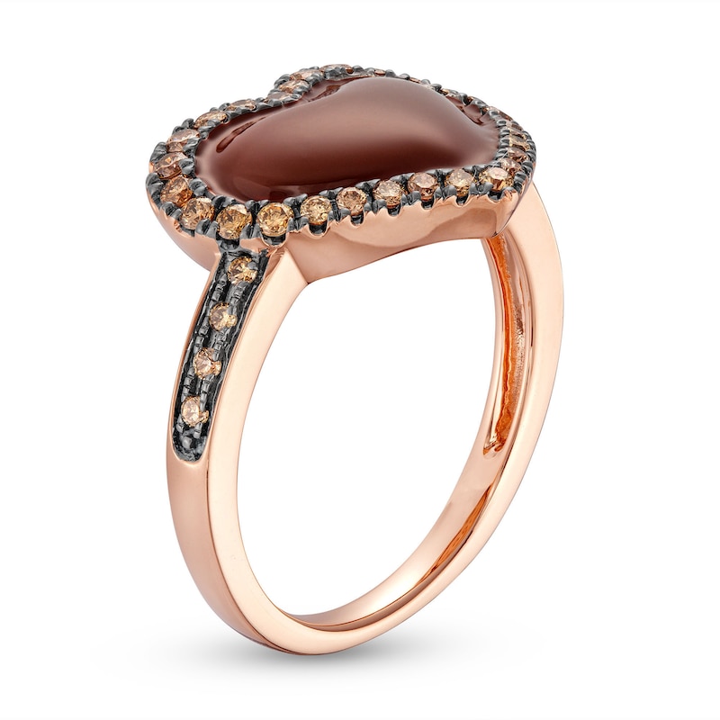 Godiva x Le Vian Enamel Heart Ring 1/3 ct tw Diamonds Strawberry Gold Plated