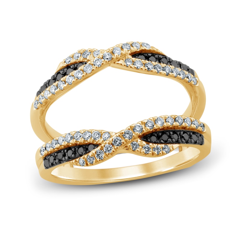 Black & White Diamonds 1/2 ct tw Enhancer Ring Yellow Gold Plated