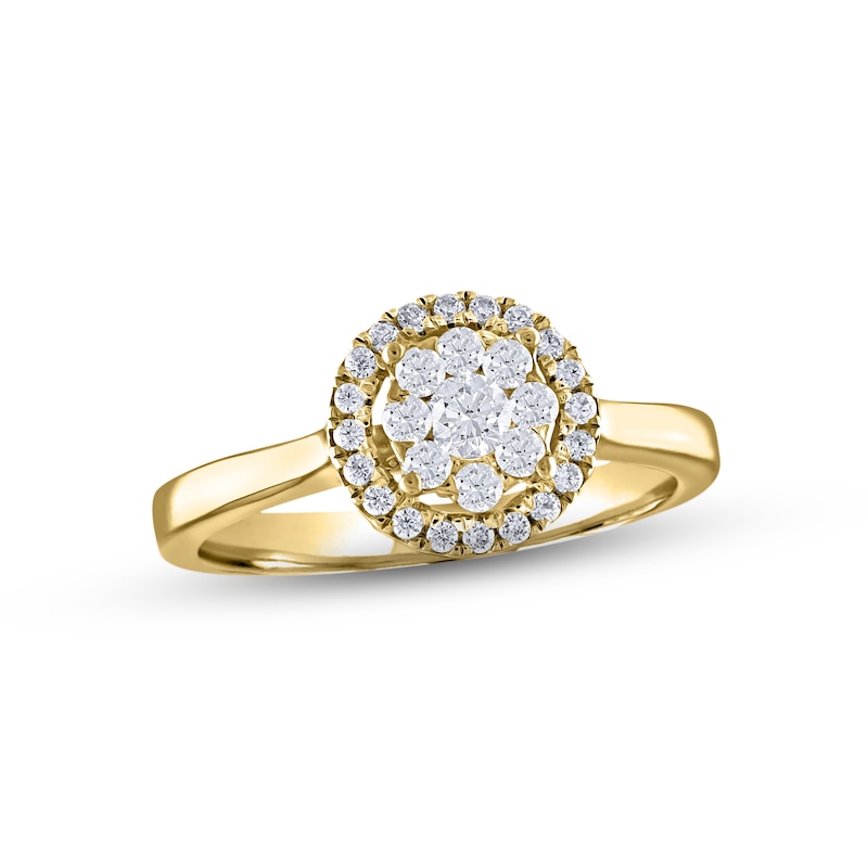 Multi-Diamond Engagement Ring 3/8 ct tw Round-cut Yellow Gold Plated