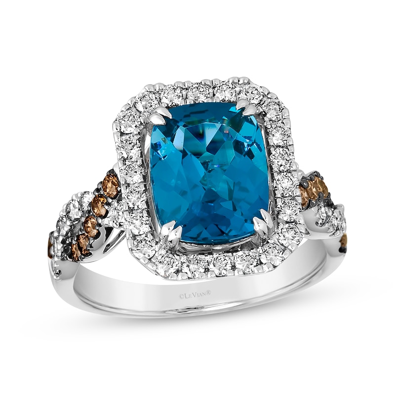 Le Vian Cushion-Cut Blue Topaz Ring 7/8 ct tw Diamonds Vanilla Gold Plated
