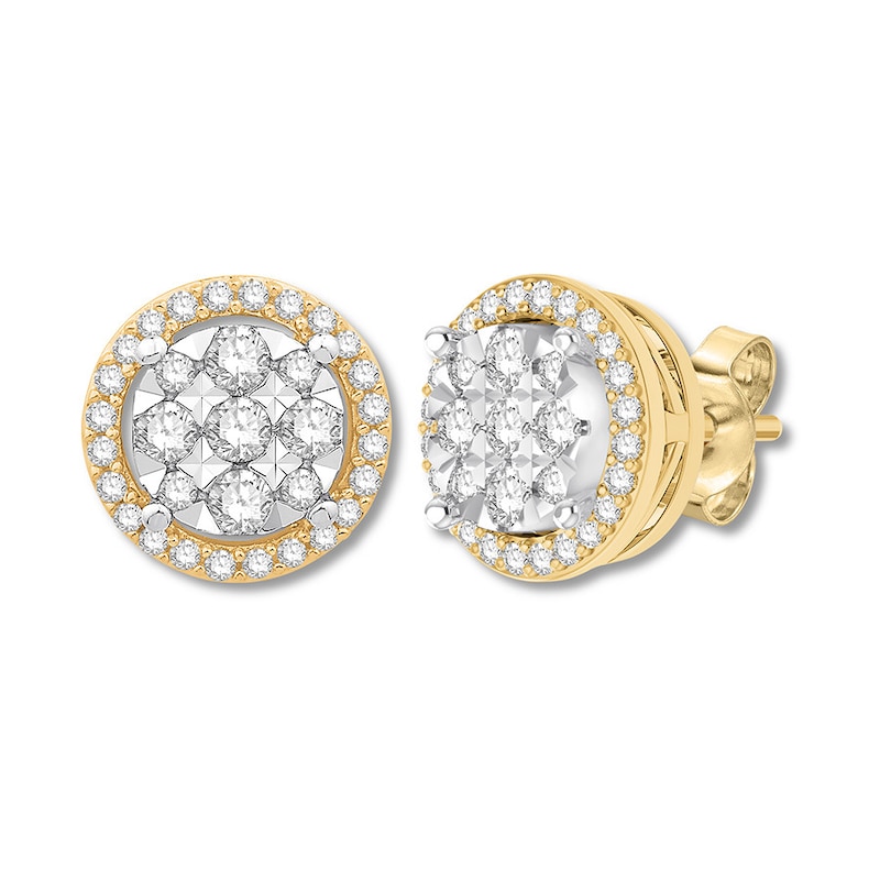 Diamond Stud Earrings 1/2 cttw Two-Tone Gold Plated