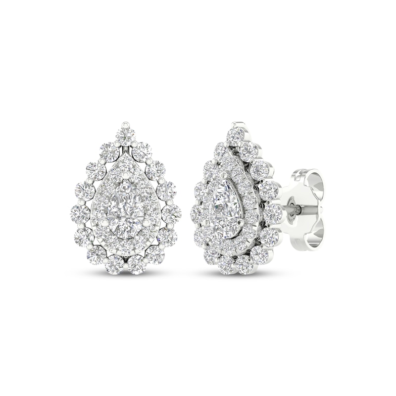 Lab-Created Diamonds by Pear-Shaped Stud Earrings 1 ct tw White Gold Plated